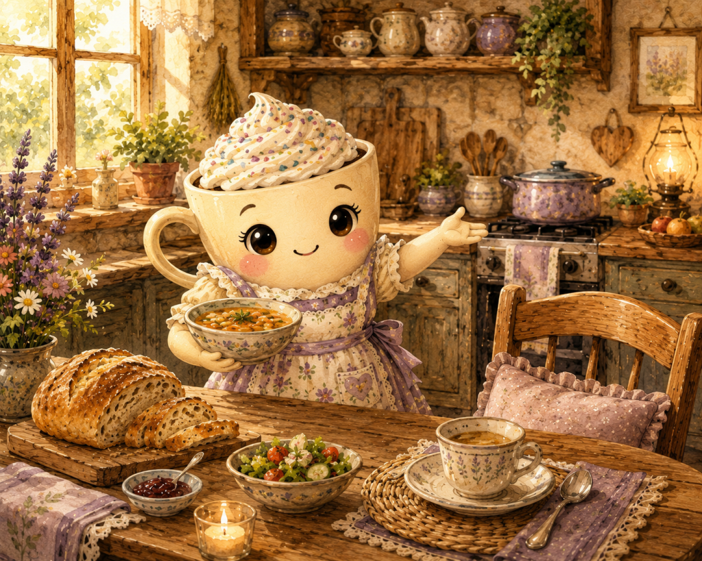 Watercolor illustration of Kitchen Coco in Calm Kitchenette